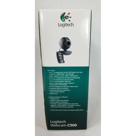 Logitech Webcam C500 NEW SEALED 1.3MP Web Cam - 5MP photos Glass Lens RIghtLight - Picture 3 of 6